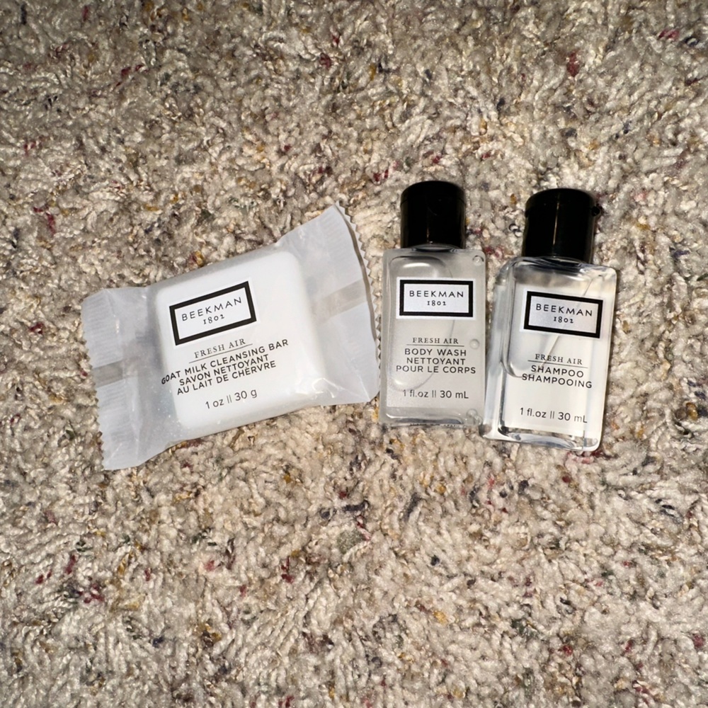 3 piece beekman skincare set body wash shampoo body soap mini set